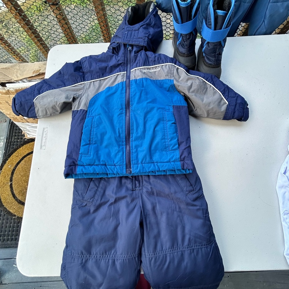 Weatherproof Kids Puffer Jacket in Blue and Gray
